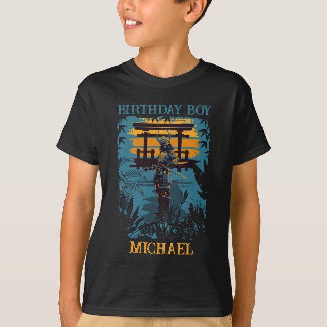 T-shirt Samurai Guerrier fête d'anniversaire Nom personnal (Devant)