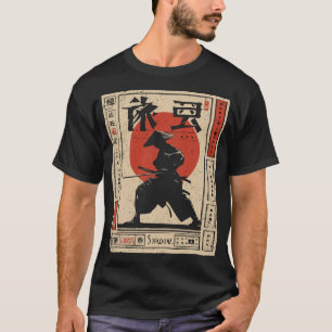 T-shirt Samurai Guerrier Japonais Rouge Soleil traditionne