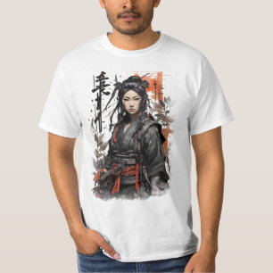 T-shirt Samurai Japonaise fille ninja Femme guerrière chin