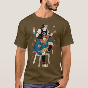 T-shirt Samurai Jouer Mandolin Musique Ukiyoe Japonais War