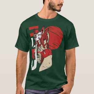 T-shirt Samurai Neko Girl Katana Sword Lune Manga Ka