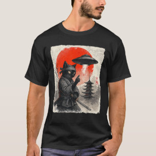 T-shirt Samurai Ninja Chat Guerrier OVNI Japonais Anime Ca
