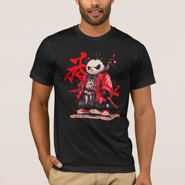 T-Shirt Samurai panda. (Devant)