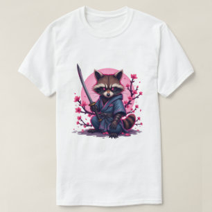 T-shirt Samurai Raccoon cerise en fleurs - Japonais Sakura