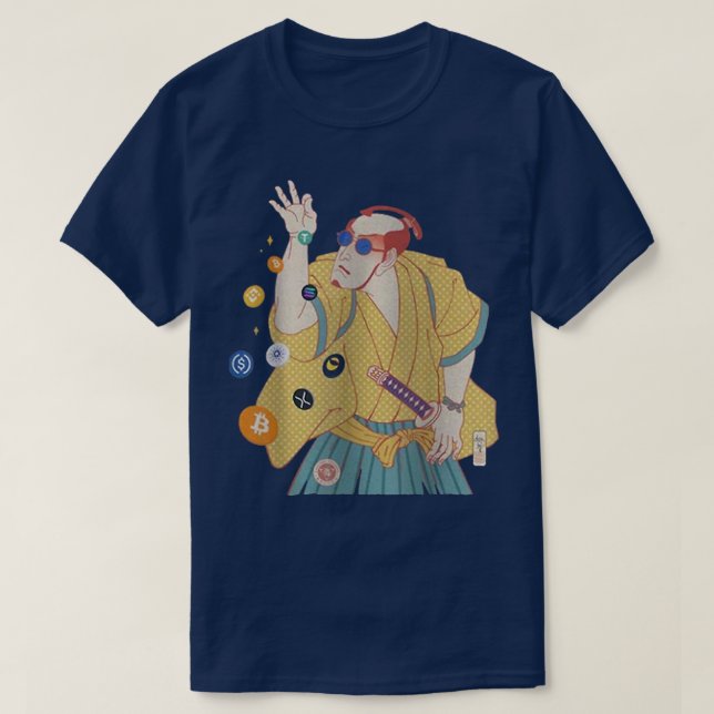 T-shirt Samurai Salt Bitcoin Ukiyoe Crypto Japonais Warrio (Design devant)