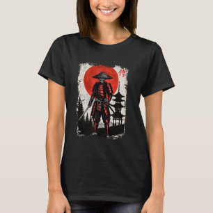 T-shirt Samurai Skeleton japonais Vintage Graphisme Ukiyo