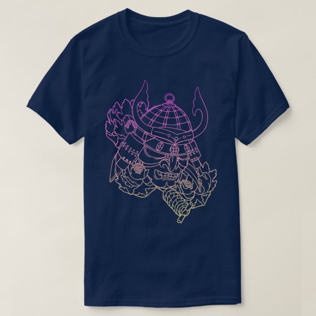 T-shirt Samurai Warrior Mask, Hannya Oni Mask Japan Anime1 (Design devant)