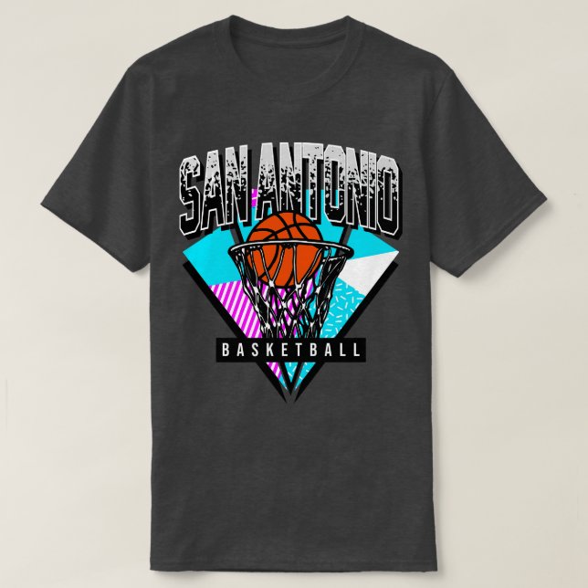 T-shirt San Antonio Basketball 90s Throwback (Design devant)