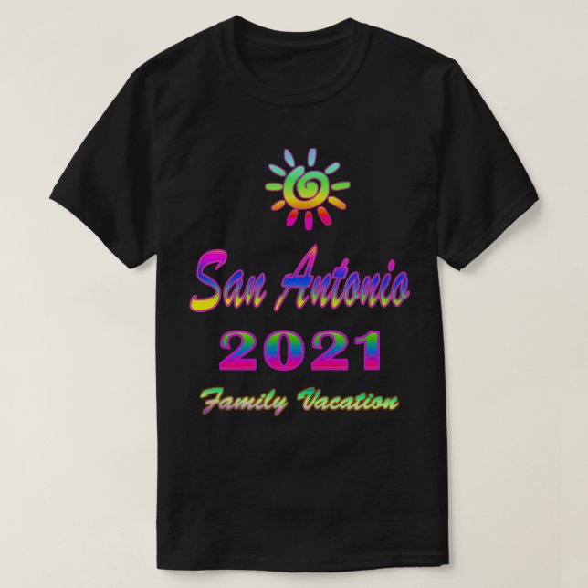 T-shirt San Antonio Family Vacation 2021 Spiral Sun Rainbo (Design devant)