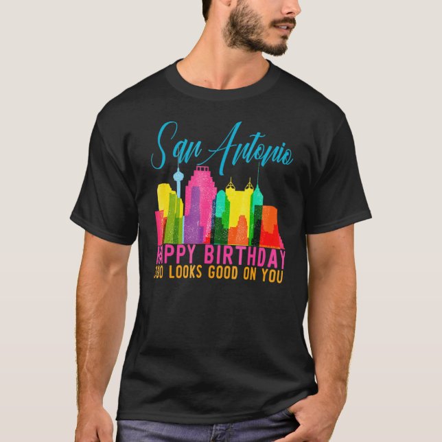 T-shirt San Antonio Happy Birthday Tricentenial 300 Skylin (Devant)