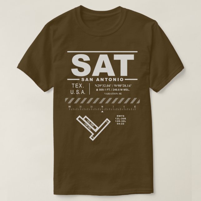 T-shirt San Antonio International Airport SAT Tee - shirt (Design devant)