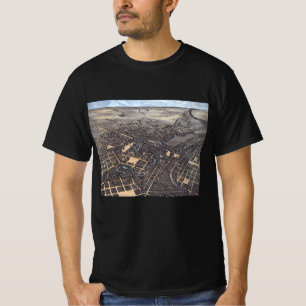 T-shirt San Antonio, Texas, carte ancienne aérienne de la