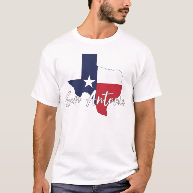 T-shirt San Antonio, Texas Drapeau Carte Blancs hommes (Devant)