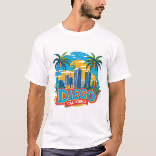 T-shirt San Diego California Skyline Art moderne Cityscape