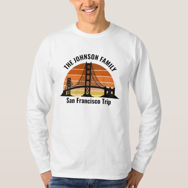 T-shirt San Francisco Bridge Sunset Custom Long Sleeve (Devant)