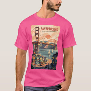 T-shirt San Francisco California Skyline Travel Art Vintag