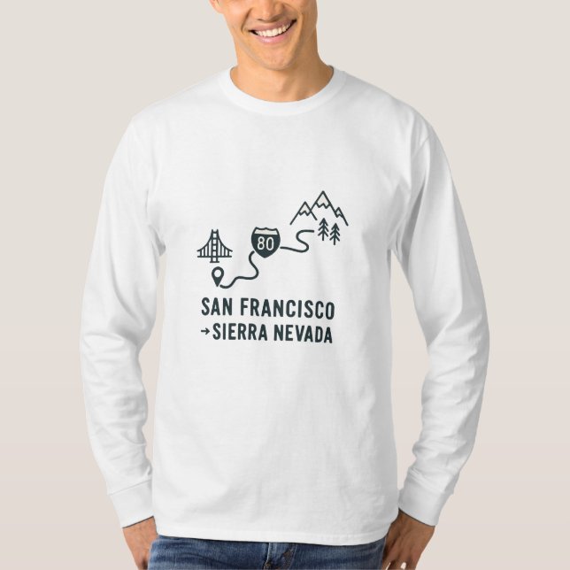 T-shirt San Francisco to Sierra Nevada Route Design  (Devant)
