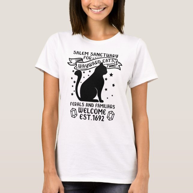 T-shirt Sanctuaire De Salem Pour Chats, Animal D'Halloween (Devant)