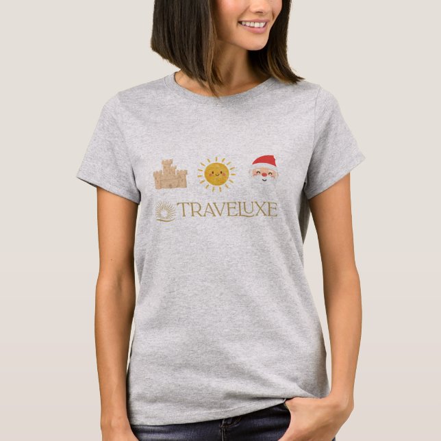 T-shirt Sand, Sun & Santa – Traveluxe (Devant)
