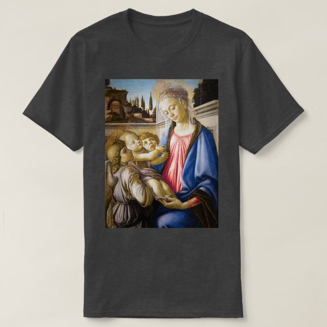 T-shirt Sandro Botticelli Vierge et enfant à deux anges (Design devant)