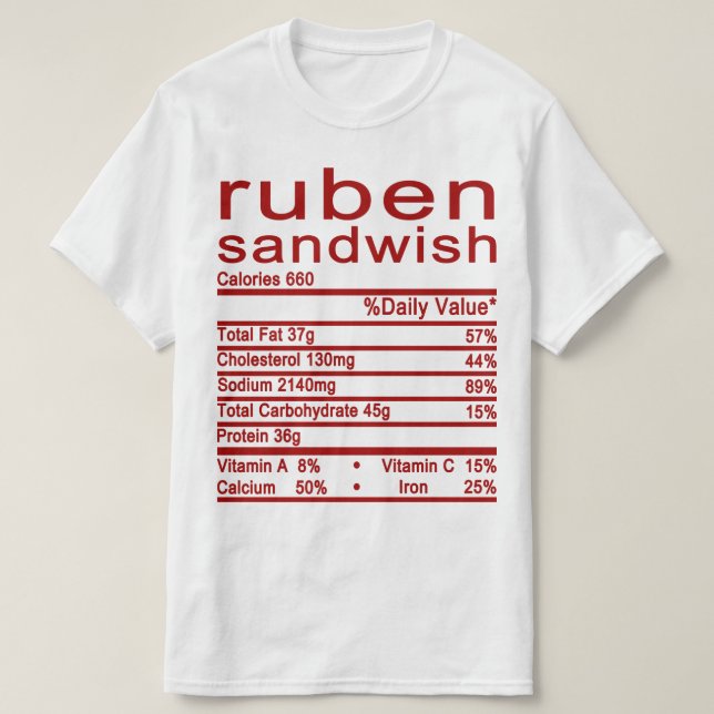 T-shirt sandwish Nutrition Fiches étiquette (Design devant)