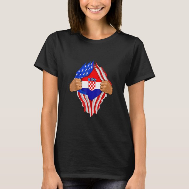 T-shirt Sang croate en moi Croatie Drapeau Gif (Devant)