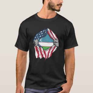 T-shirt Sang Ouzbek En Moi Drapeau Ouzbek