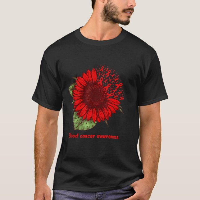 T-shirt sang rouge cancer conscience tournesol cadeau guer (Devant)