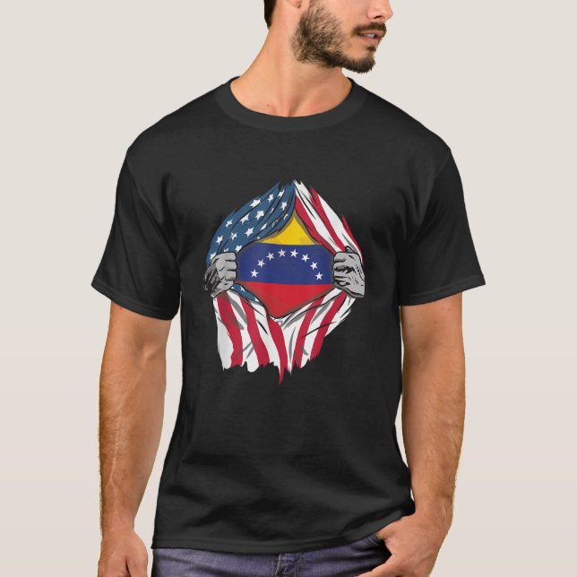 T-shirt Sang vénézuélien en moi Venezuela Drapeau Bandera (Devant)