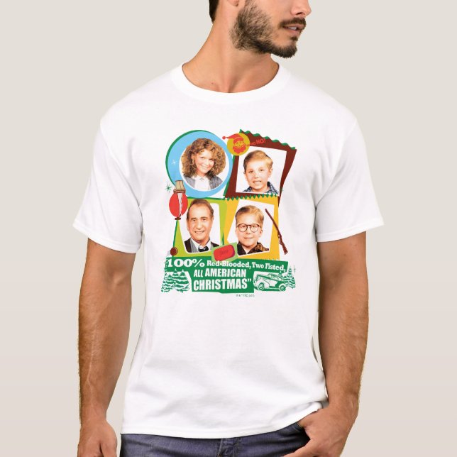 T-shirt Sanglé Rouge, Deux Fêtes, Tous Noël Américain (Devant)