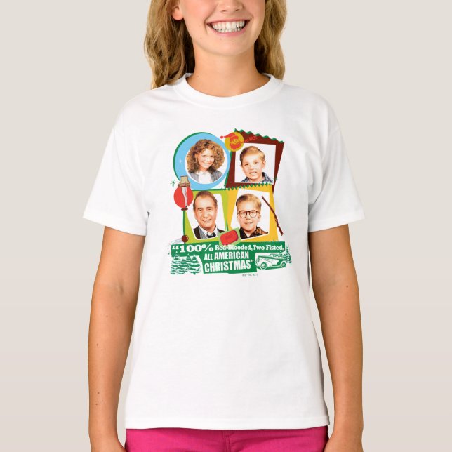 T-shirt Sanglé Rouge, Deux Fêtes, Tous Noël Américain (Devant)