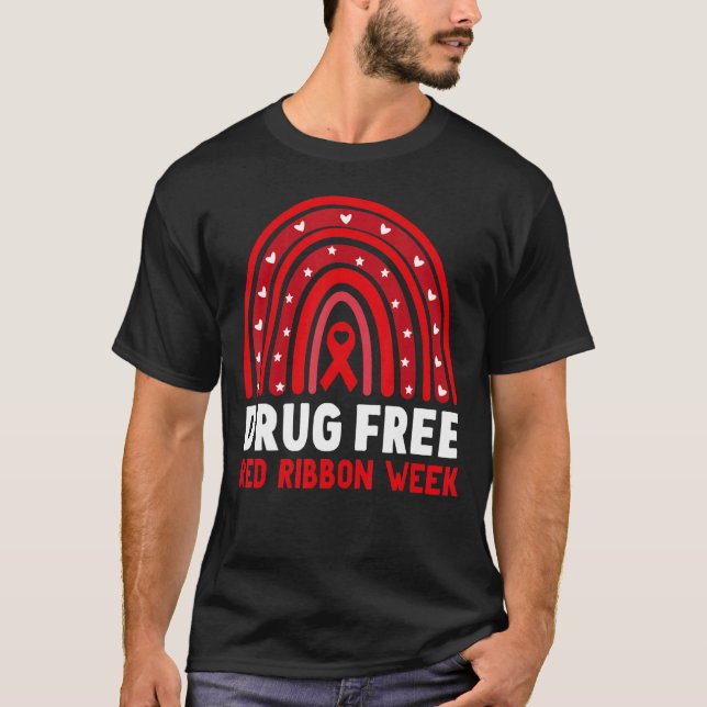 T-shirt Sans Drogue Semaine Rouge Du Ruban Sensibilisation (Devant)