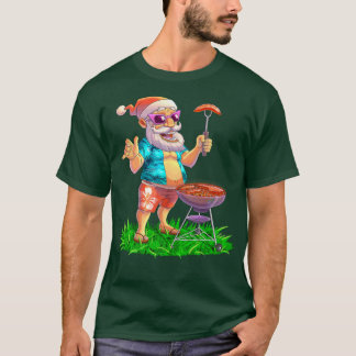 T-shirt Santa BBQ Party Grill Smoker Sausage Steak Christm