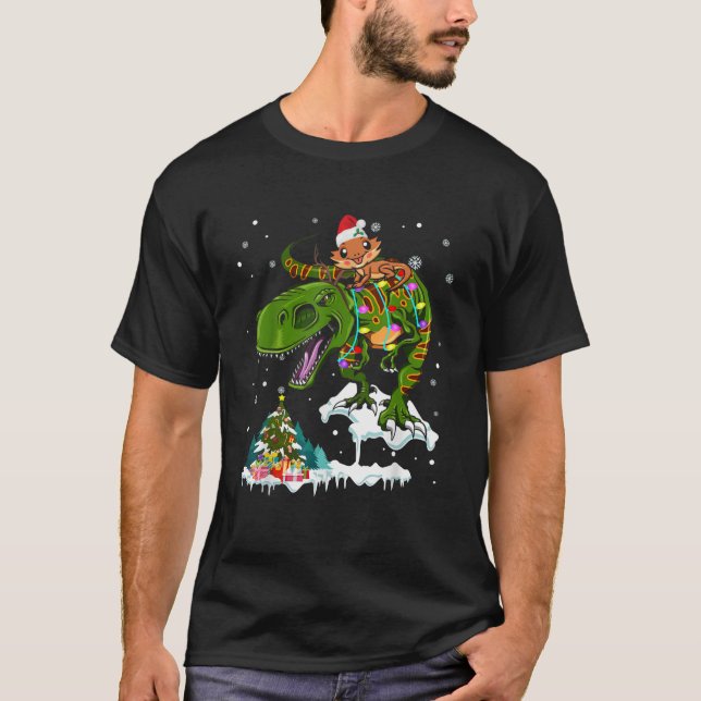 T-shirt Santa Bearded Dragon Riding T Rex Reindeer Xmas Li (Devant)