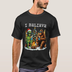 T-shirt Santa Bigfoot et Alien Ufo Paranormal Cryptide Noë