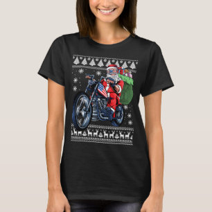 T-shirt Santa Claus avec Moto Xmas Tree Noël laid
