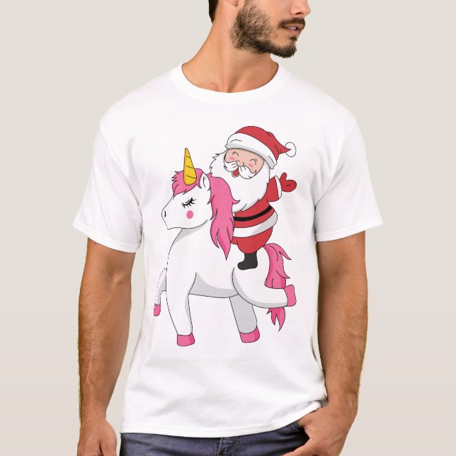 T-shirt santa claus, circonscription de unicorne (Devant)