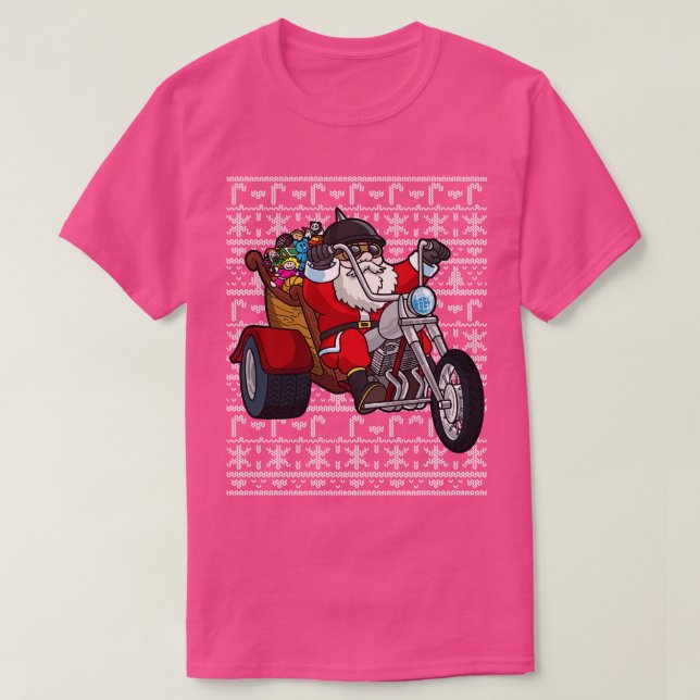 T-shirt Santa Claus équitation de la moto laide sueur de N (Design devant)