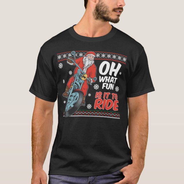 T-shirt santa claus équitation moto noël (Devant)