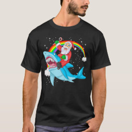 T-shirt santa claus équitation requin noël