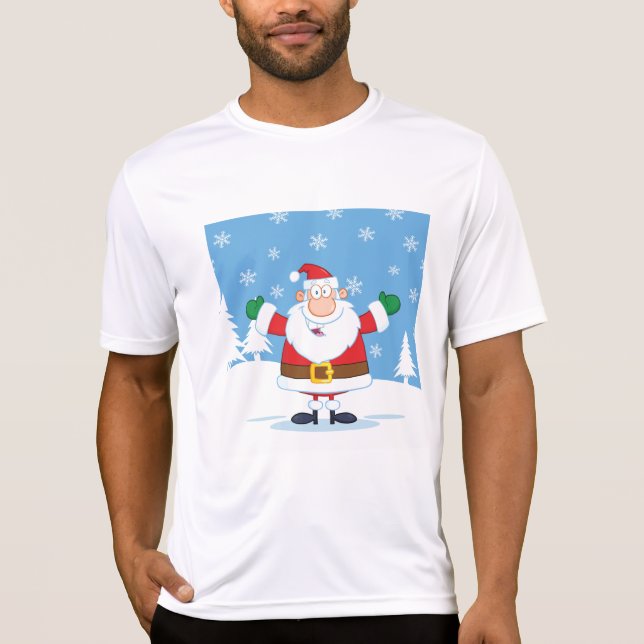 T-shirt Santa Claus in Snowy Winter Scene (Devant)