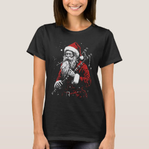 T-shirt Santa Claus Jouer Uilleann Pipes Musique de Noël