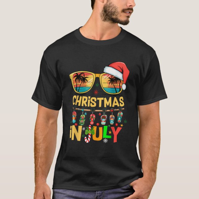 T-shirt Santa Claus Lunettes de soleil Plage Noël En Juill (Devant)