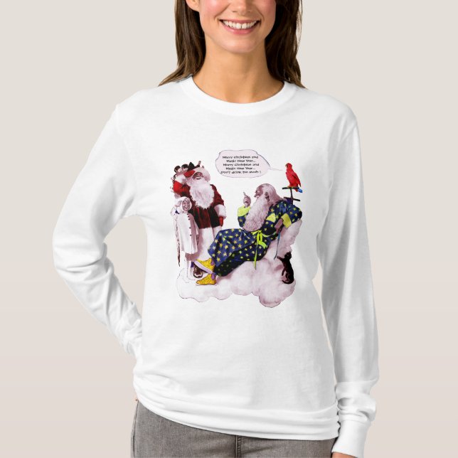 T-shirt SANTA CLAUS, PETITE ANGEL & MERLIN Fête de Noël (Devant)