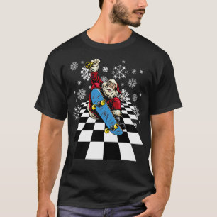 T-shirt Santa Claus Skateboard Skateboard Snowflakes Ch