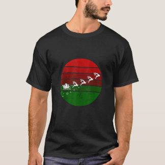 T-shirt Santa Claus Sleigh Flying Rendeer XMas Christmas R