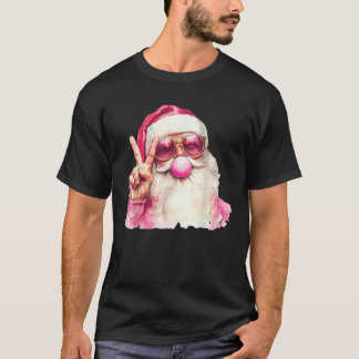 T-shirt Santa Claus soufflant la bulle gomme Lunettes de s