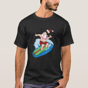 T-shirt Santa Claus Surf Hawaiian Summer Funny Christma