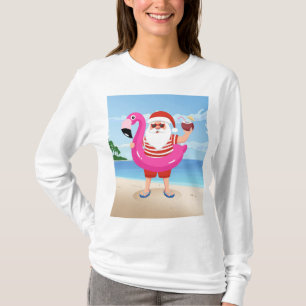 T-shirt Santa Claus with flamingo