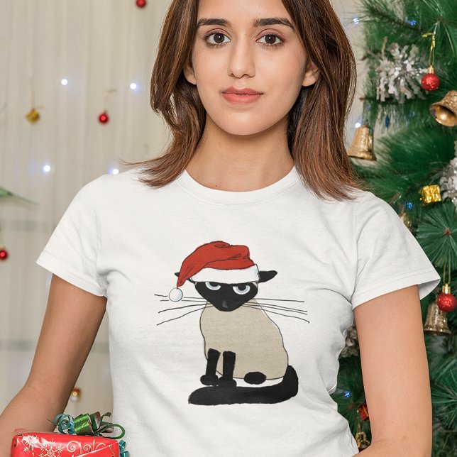 T-shirt Santa Clause Siamese - Drôle Noël Kitty Cat (Créateur téléchargé)